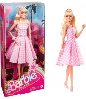 Figura Barbie Con Vestido Rosa Gingham Articulada 30 cms