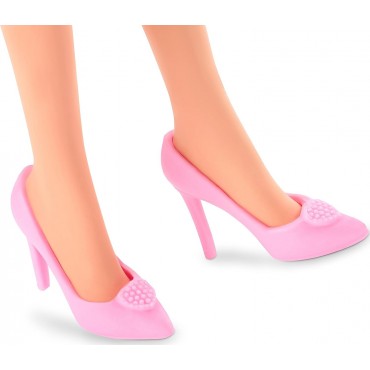 Figura Barbie Con Vestido Rosa Gingham Articulada 30 cms