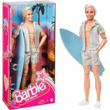 Figura Ken Con Tabla De Surf Y Conjunto A Rayas Barbie Articulado 30 cms