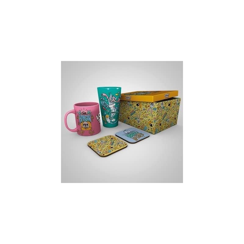 Set Regalo Looney Tunes Taza 285 mls + Vaso Cristal 500 mls + 2 Posavasos 