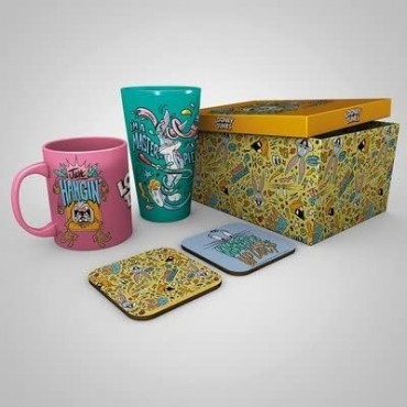 Set Regalo Looney Tunes Taza 285 mls + Vaso Cristal 500 mls + 2 Posavasos 