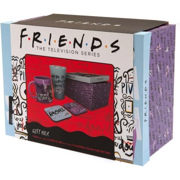 Set Regalo Friends Taza 285 mls + Vaso Cristal 500 mls + 2 Posavasos 
