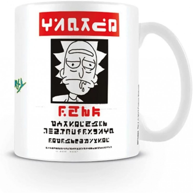 Taza Cartel Se Busca Rick Y Morty Cerámica 320 mls