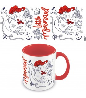 Taza Melena Roja La Sirenita Disney Cerámica 320 mls