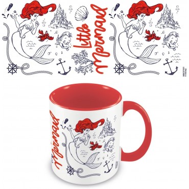 Taza Melena Roja La Sirenita Disney Cerámica 320 mls