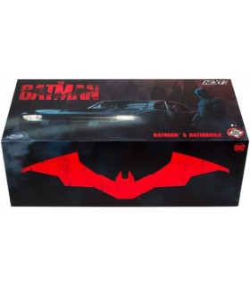 Réplica Batmobile Y Figura Batman Edición Negro Cromado The Batman DC 20 cms