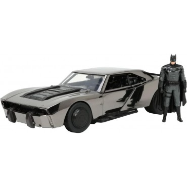 Réplica Batmobile Y Figura Batman Edición Negro Cromado The Batman DC 20 cms