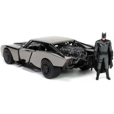 Réplica Batmobile Y Figura Batman Edición Negro Cromado The Batman DC 20 cms