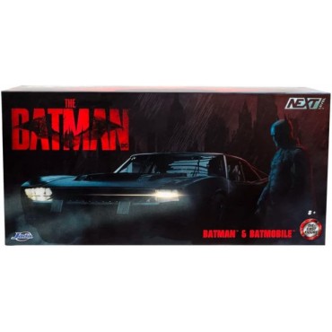Réplica Batmobile Y Figura Batman Edición Negro Cromado The Batman DC 20 cms