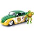 Réplica Escarabajo Volkswagen Drag Beetle 1959 Y Figura Michelangelo Las Tortugas Ninja Teenage Mutant Ninja Turtles 17 cms