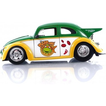 Réplica Escarabajo Volkswagen Drag Beetle 1959 Y Figura Michelangelo Las Tortugas Ninja Teenage Mutant Ninja Turtles 17 cms