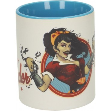 Taza Wonder Woman Vintage Rompiendo Cadena DC Bombshells Cerámica 325 mls 