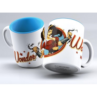 Taza Wonder Woman Vintage Rompiendo Cadena DC Bombshells Cerámica 325 mls 