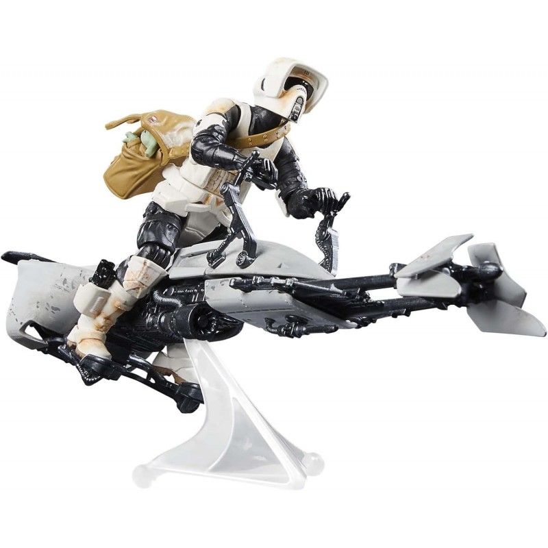 Set Figuras Speeder Bike Scout Trooper Y Grogu The Mandalorian Star Wars Articuladas 9,5 cms