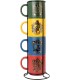 Set De 4 Tazas Harry Potter Con Soporte De Metal Porcelana 300 mls
