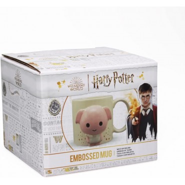 Taza Relieve Dobby Harry Potter Pintada A Mano Cerámica 350 mls