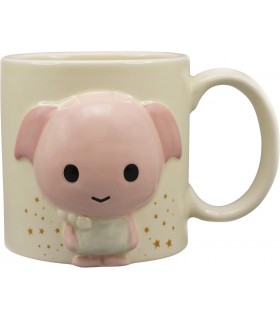 Taza Relieve Dobby Harry Potter Pintada A Mano Cerámica 350 mls