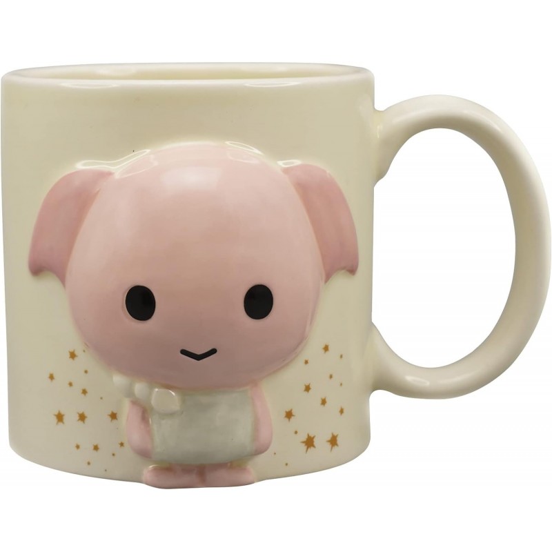 Taza Relieve Dobby Harry Potter Pintada A Mano Cerámica 350 mls