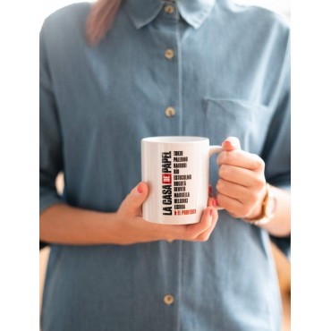 Taza Nombres Personajes La Casa De Papel Cerámica 350 mls