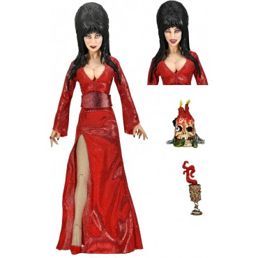 Figura Elvira Mistress Of Dark Con Vestido Rojo Red Friht Y Boo Articulada 20 cms