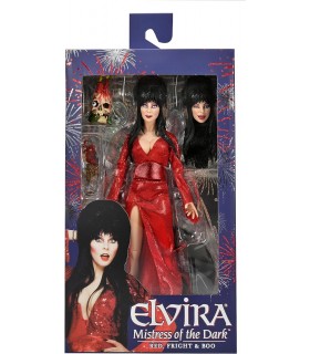Figura Elvira Mistress Of Dark Con Vestido Rojo Red Friht Y Boo Articulada 20 cms