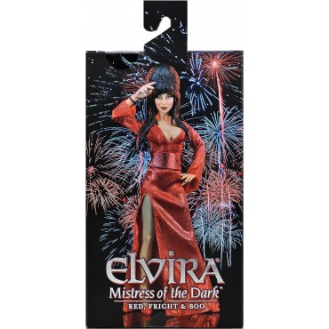 Figura Elvira Mistress Of Dark Con Vestido Rojo Red Friht Y Boo Articulada 20 cms