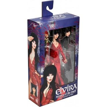 Figura Elvira Mistress Of Dark Con Vestido Rojo Red Friht Y Boo Articulada 20 cms