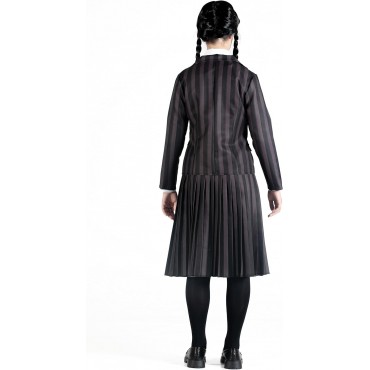 Disfraz Uniforme Colegio Con Peluca Wednesday Addams Miércoles Addams Talla M 