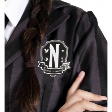 Disfraz Uniforme Colegio Con Peluca Wednesday Addams Miércoles Addams Talla M 