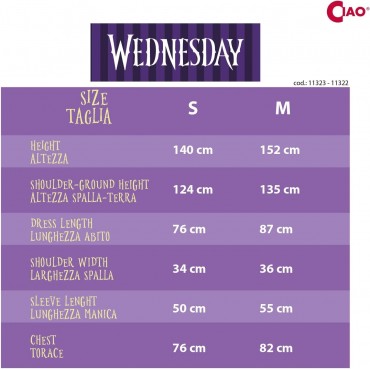 Disfraz Vestido Y Peluca Wednesday Addams Miércoles Addams Talla M 