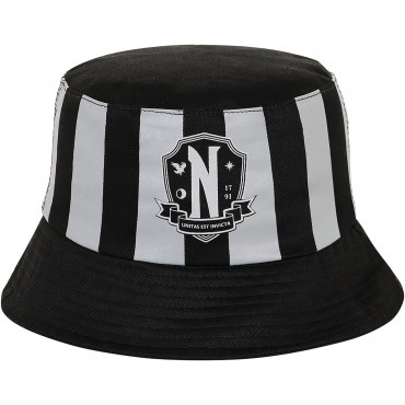 Gorro Pesquero Rayas Grises Wednesday Miércoles Addams