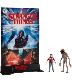 Figuras Will Byers Y Demogorgon Con Cómic Stranger Things Page Punchers 8 cms