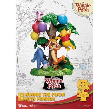 Diorama Winnie The Pooh Y Sus Amigos Con Globos Disney 16 cms