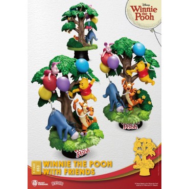 Diorama Winnie The Pooh Y Sus Amigos Con Globos Disney 16 cms