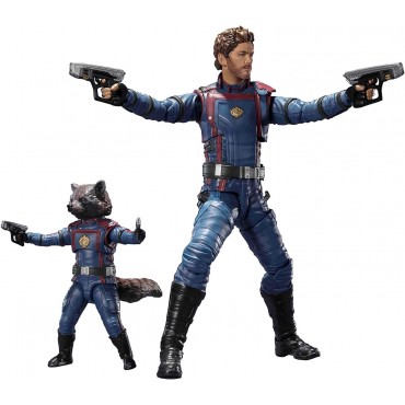 Set Figuras Star-Lord Y Rocket Raccoon Guardianes De La Galaxia Vol. 3 Marvel Articuladas 15 cms Y 6 cms