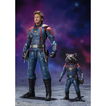 Set Figuras Star-Lord Y Rocket Raccoon Guardianes De La Galaxia Vol. 3 Marvel Articuladas 15 cms Y 6 cms