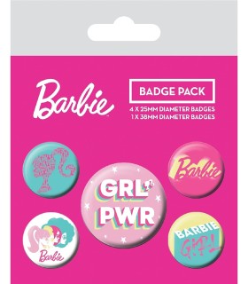 Set De Chapas Girl Power Barbie 3,8 y 2,5 cms