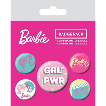Set De Chapas Girl Power Barbie 3,8 y 2,5 cms