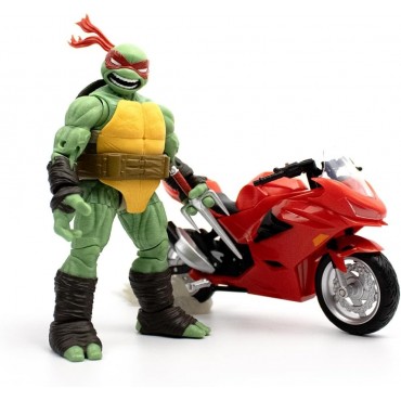 Figura Raphael With Motorcycle Las Tortugas Ninja Articulada 13 cms