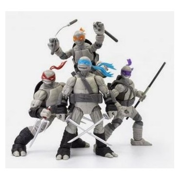 Figuras Las Tortugas Ninja Black & White Pack de 4 figuras Raphael, Leonardo, Michelangelo y Donatello Articuladas 13 cms