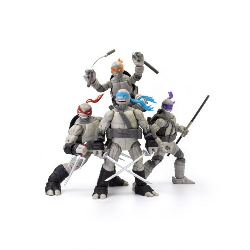 Figuras Las Tortugas Ninja Black & White Pack de 4 figuras Raphael, Leonardo, Michelangelo y Donatello Articuladas 13 cms