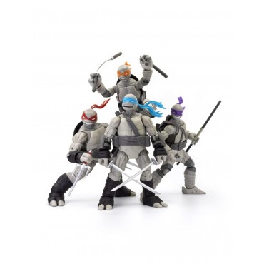 Figuras Las Tortugas Ninja Black & White Pack de 4 figuras Raphael, Leonardo, Michelangelo y Donatello Articuladas 13 cms