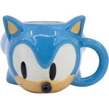 Taza 3D Cabeza De Sonic The Hedgehog Cerámica 400 mls