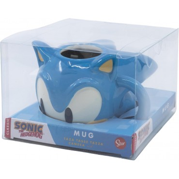 Taza 3D Cabeza De Sonic The Hedgehog Cerámica 400 mls