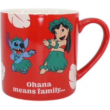 Taza Ohana Means Family Lilo & Stitch Bailando Disney Cerámica 310 mls