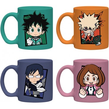 Set 4 Tazas Espresso My Hero Academia Cerámica 150 mls