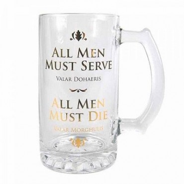 Jarra All Men Must Serve All Men Must Die Valar Morghulis Juego De Tronos Game Of Thrones Cristal 450 mls