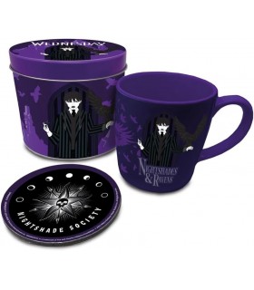 Set Lata Regalo Wednesday Nightshades & Ravens Taza, Posavasos Y Lata 315 mls