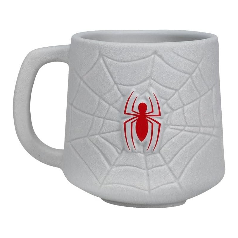 Taza 3D Telaraña Y Logo Spider-Man Cerámica 500 mls