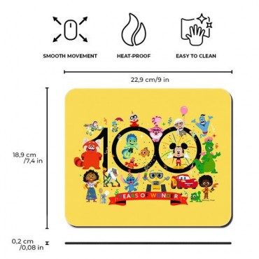 Alfombrilla Ratón Mousepad Personajes 100 Aniversario Disney Amarilla